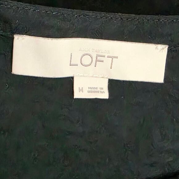 Loft Black Jacquard Long Sleeve Blouse Size M - Picture 4 of 7